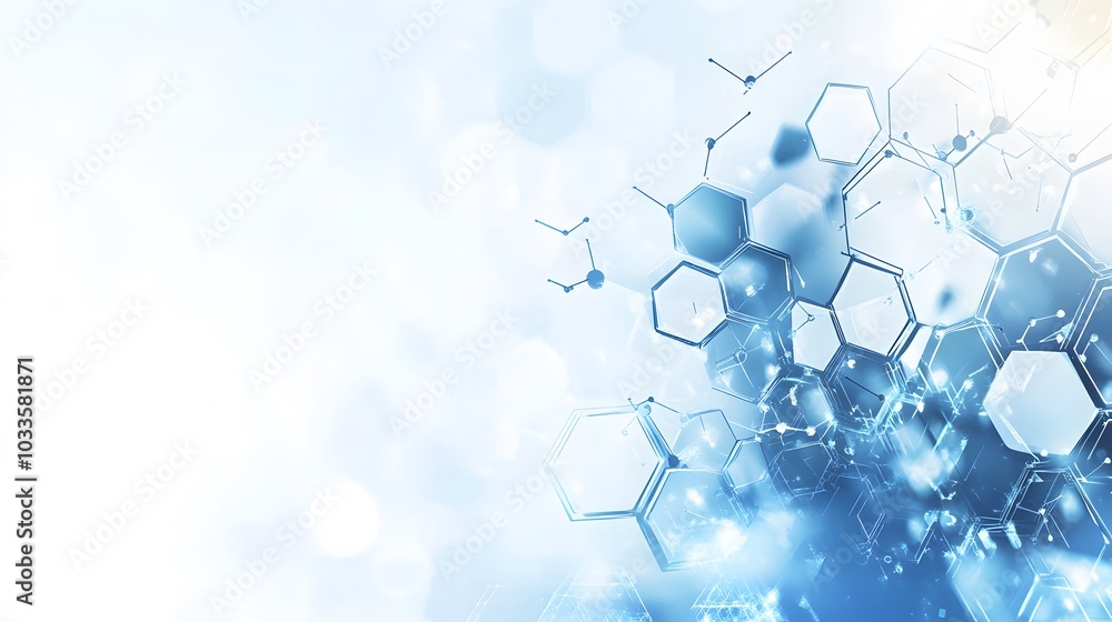 Aufkleber abstract background with interconnected hexagons and glowing lines