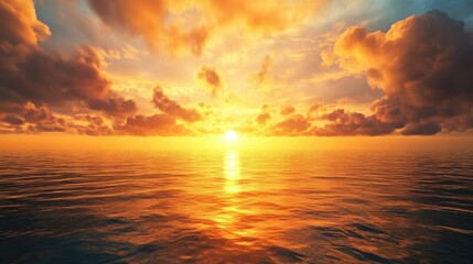 Fototapeta premium A breathtaking sunrise over the ocean, with golden rays spreading across the water, symbolizing the start of a new chapter