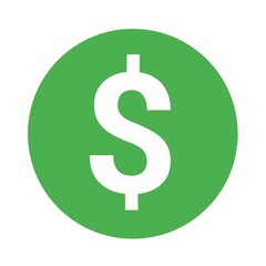 dollar sign on green, American dollar currency or dollar symbol flat icon for apps and websites