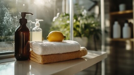 Fototapeta premium Household cleaning essentials for removing stubborn hard water stains