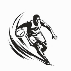 Fototapeta premium Glitch basketball player silhouette trend glitch vector player jump for the slam dunk