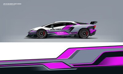 Sport racing supercar wrap livery design purple color combination foe universal medium vector eps10 ready print printable file