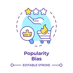 Popularity bias multi color concept icon. User experience, service rating. Customer satisfaction, commerce. Round shape line illustration. Abstract idea. Graphic design. Easy to use article, blog post