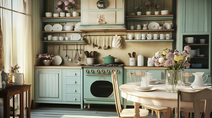 A charming country-style kitchen with vintage elements