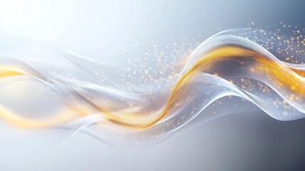 Clean and sharp white sound waves on smooth gray background, vibrant yellow overlay, modern abstract design with energetic movement