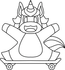 Unicorn Skater Skateboard Animal Vector Graphic Art Illustration