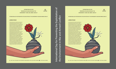 Simple flat victor International Day for Preventing the Exploitation of the Environment in War and Armed Conflict design