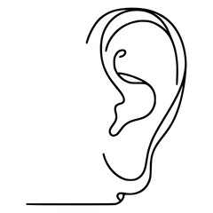 one line drawing ear hearing organ vector illustration template design