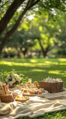 Serene Picnic Setup for Birthday Celebration in Nature
