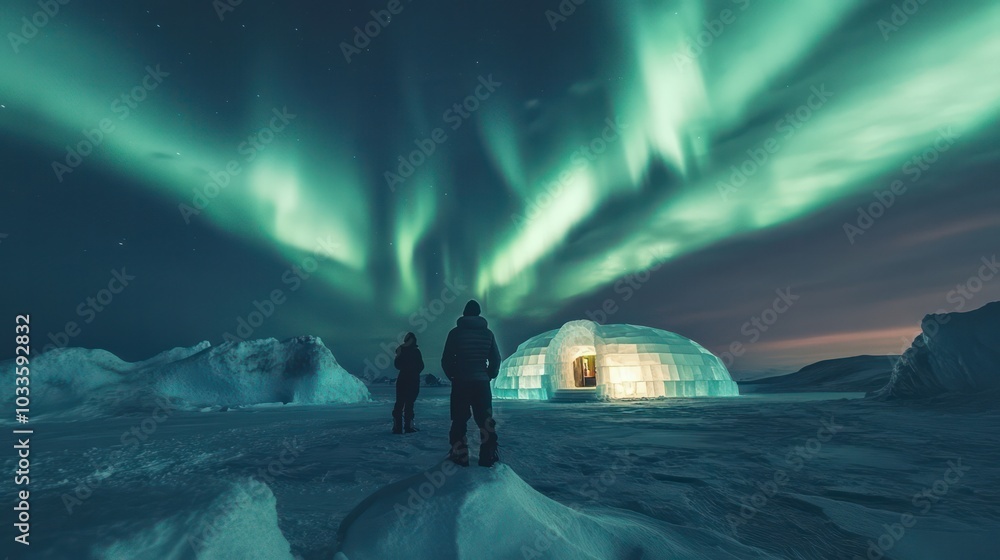 Wall mural adventurers around the world come see the beauty of the northern lights and ice hotels in alaska and