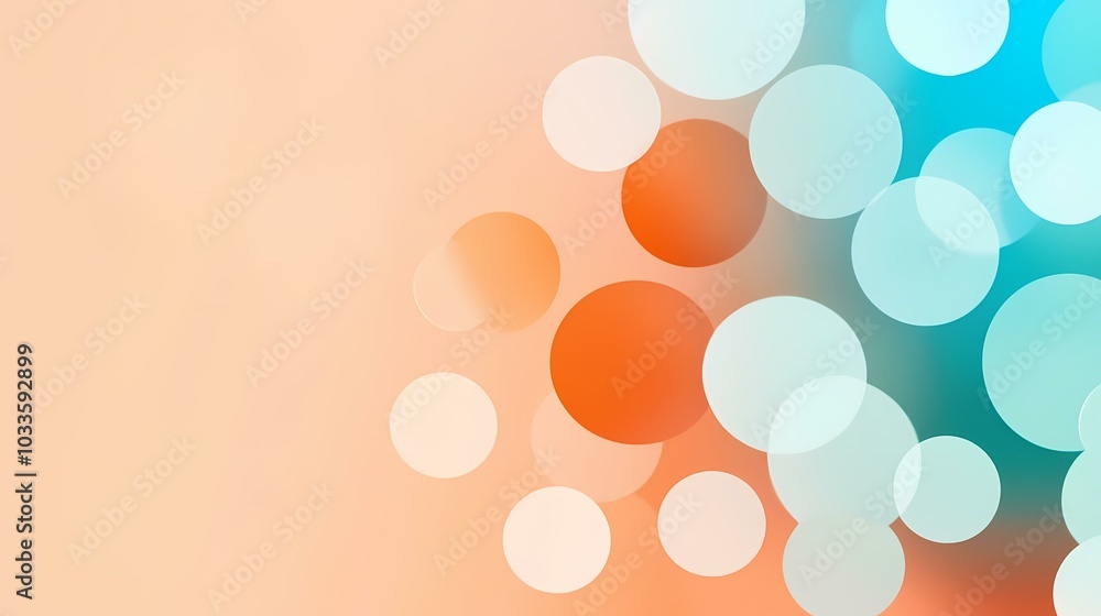 Poster the image contains a blurred abstract background with orange and blue circles. a pastel ombre effect