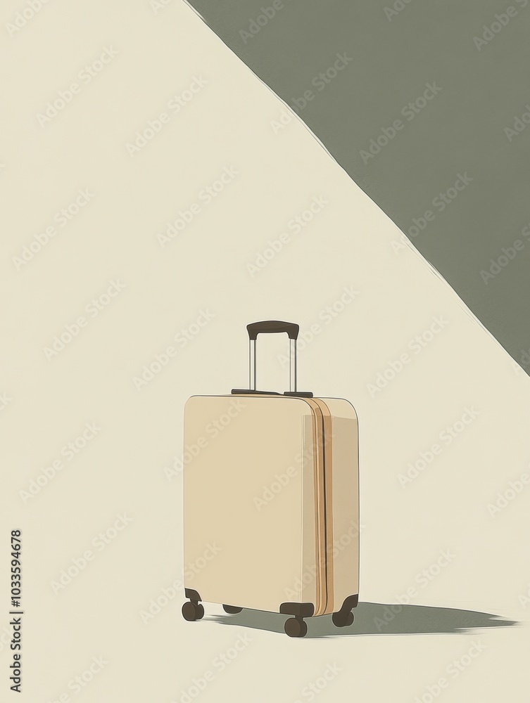 Poster a well-defined suitcase rests against a smooth backdrop, showcasing minimalist design with sharp lin