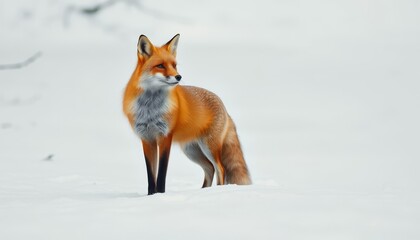 Fototapeta premium Elegant Red Fox in a Snowy Landscape