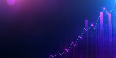 Upward trend line on blue background