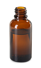 Essential oil in bottle isolated on white