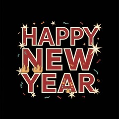 Happy new year text typography, New Year text logo template with bold font written in vector design