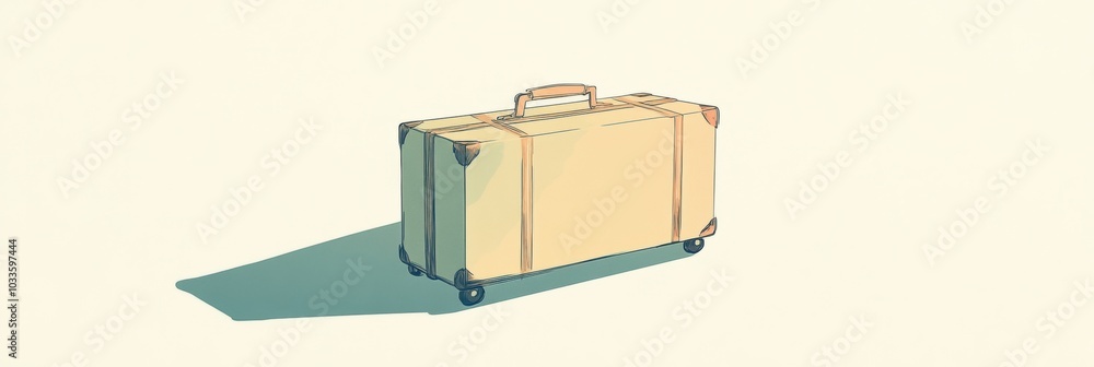 Poster this illustration features a stylish suitcase with a handle, designed in a minimalist style, perfect