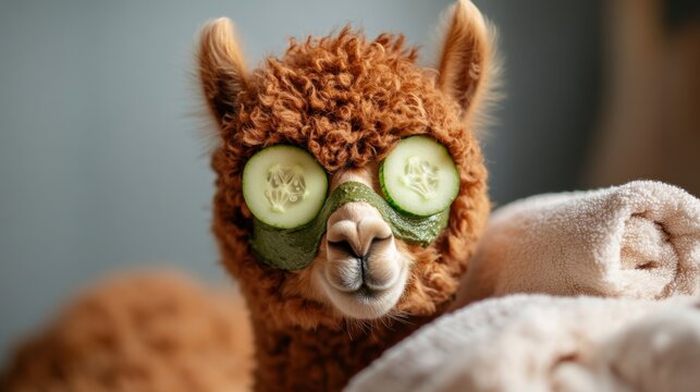 Relaxing alpaca spa day – animal photography for wellness industry