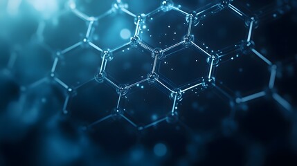 Abstract Hexagonal Molecular Structure with Glowing Connections