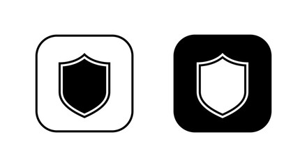 Shield icon on black square. Guard sign symbol