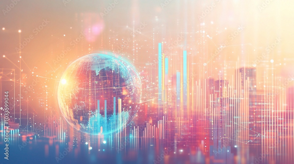 Poster abstract globe with data visualization background