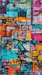 Vibrant Urban Graffiti Walls in a Colorful Maze Design