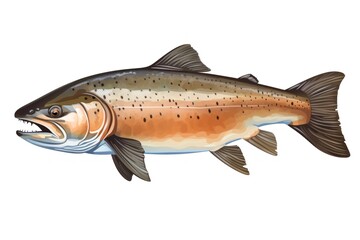 Obraz premium Trout animal fish white background.