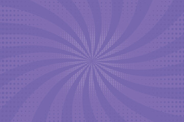 Pop art purple comic cover. Retro style background with sun rays and dots. Vector illustration