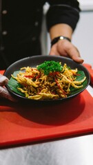Smash fried chicken with super spicy sambal