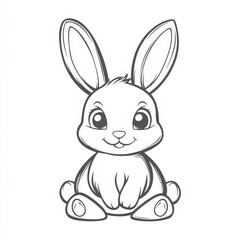 Bunny Outline Icon. Cute Rabbit Bottom Illustration for Easter Spring Design