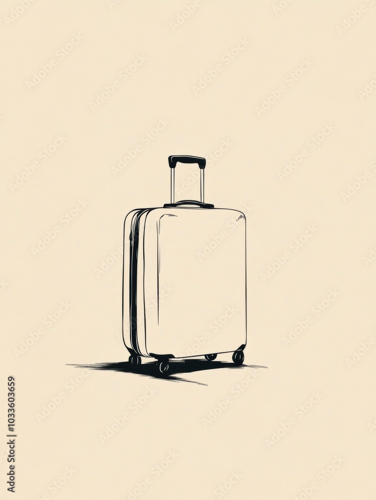 Poster a clean-lined illustration showcases a sleek suitcase with a handle, emphasizing minimalist design a