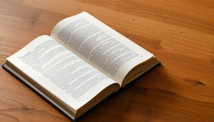Fototapeta premium Open Book on Wooden Table with Pages Turning