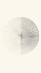  Abstract circular design resembling a soft, textured burst of light or floral bloom, depicted in a gentle monochromatic tone, evoking calm and simplicity.