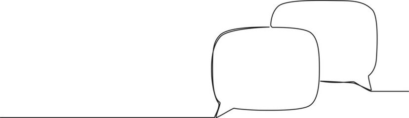 continuous single line drawing of speech bubbles, communication line art vector illustration