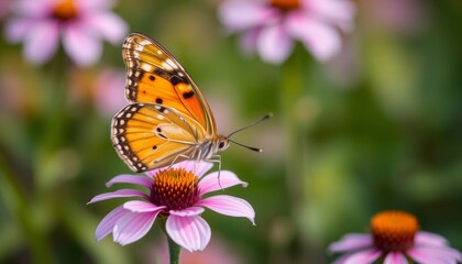 Obraz premium Vibrant Butterfly on Flower in Natural Setting