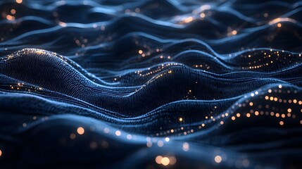 Abstract Wavy Surface with Glowing Lights