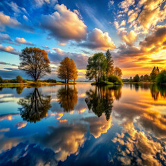 Obraz premium The Reflection of Water Where Stillness Reveals Beauty Beneath the Surface