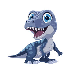 Baby dinosaur with big eyes, blue skin, and a friendly expression, suitable for children's themes, animals, and prehistoric fun