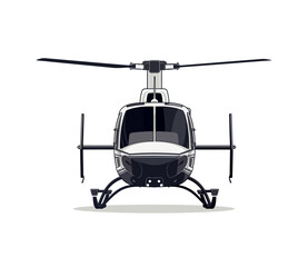 A front-view vector illustration of a military helicopter in dark colors, highlighting strength and functionality, suitable for themes related to aviation, military, and defense.
