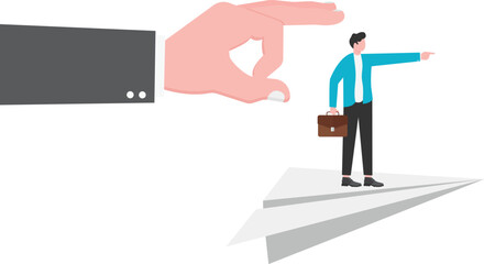 Giant hand threatens businessman,
