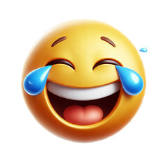 Fototapeta premium Laughing Face 3D Emoji with Tears of Joy on Transparent Background