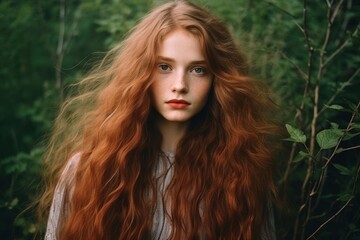 Naklejka premium Long hair photography portrait contemplation.