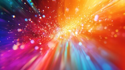 Obraz premium Dynamic rainbow light leaks with a burst effect, featuring sharp color transitions that evoke feelings of energy and spontaneity, perfect for high-impact visuals.