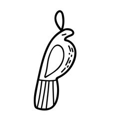 Doodle Bird Ornament on String, Hand-Drawn Christmas Tree Toy Vector, Charming Holiday Decoration Design