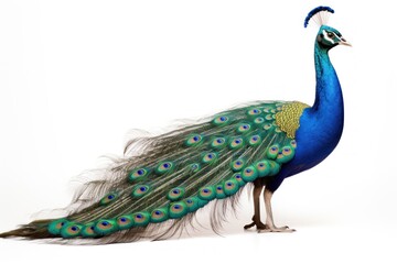 Fototapeta premium A peacock animal bird white background.