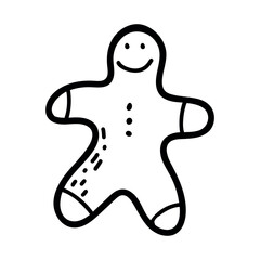 Festive Gingerbread Man Vector Illustration &ndash; Classic Christmas Cookie Design in Minimalist Style for Holiday Cards, Decorations, and Seasonal Projects &ndash; Perfect for Winter-Themed Crafts and Gifts
