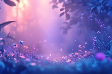 Enchanted forest glade with magical lighting
