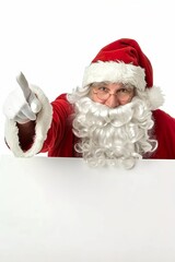 Naklejka premium Santa Claus Pointing with Blank Sign Isolated on White Background