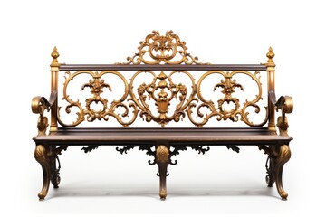 Bench furniture palace white background.