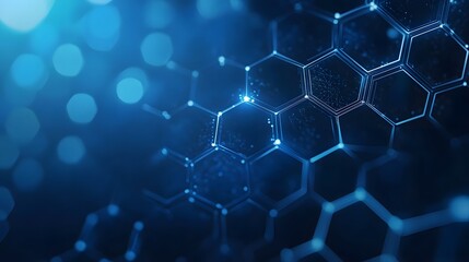 Obraz premium Abstract Blue Hexagon Pattern with Glowing Lines